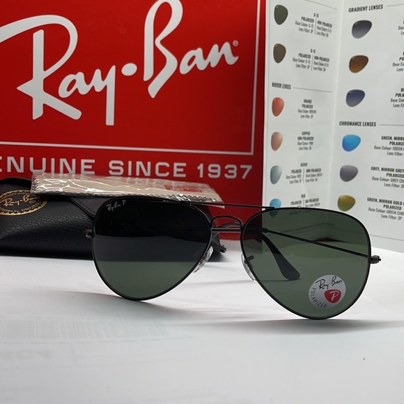 BNWT Rayban Aviator sunglass Black G15 Polarized lenses 3025 Assorted siz… - Picture 6 of 8
